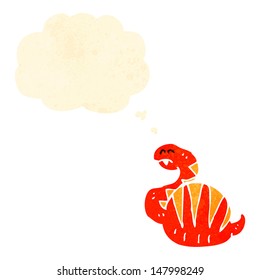 retro cartoon snake with thought bubble