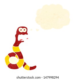 retro cartoon snake with thought bubble