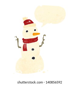 retro cartoon snowman