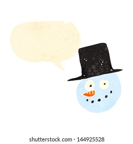 retro cartoon snowman face