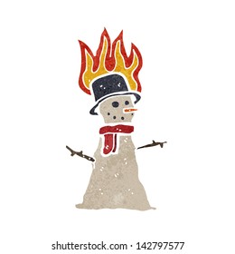 retro cartoon snowman melting