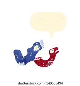 medias de dibujos animados retro con burbuja de habla