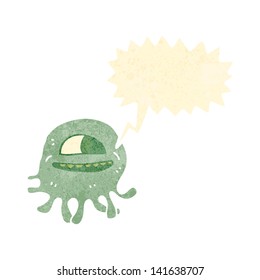 espacio de dibujos animados retro alienígena con burbuja de habla