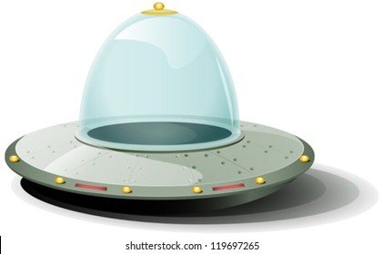 Retro Cartoon Spaceship/ Illustration of a cartoon rounded spaceship landing on the ground