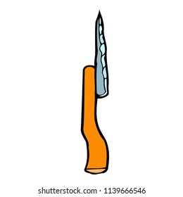 retro cartoon spear. Hand drawn colored illustration isolated on white