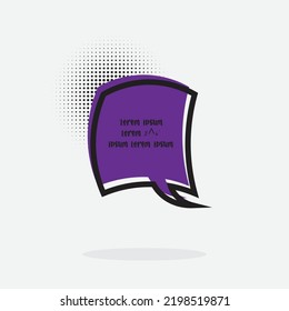 Retro cartoon speech bubble with halftone screen shadow template vector