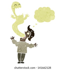 retro cartoon spirit leaving man
