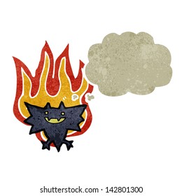 retro cartoon spooky bat with thought bubble