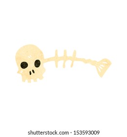hueso de peces espeluznantes de dibujos animados retro