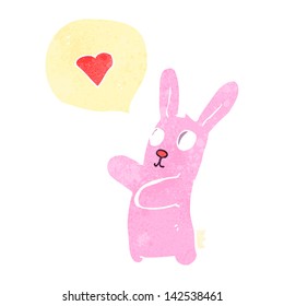 retro cartoon spooky rabbit with speech bubble