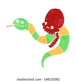 retro cartoon spooky snake and skull