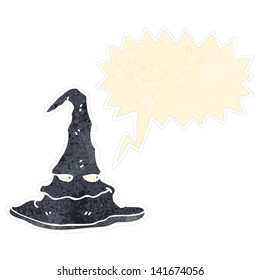 retro cartoon spooky witch hat
