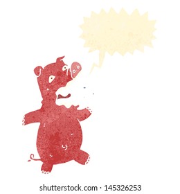retro cartoon squealing pig