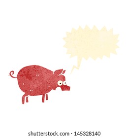 retro cartoon squealing pig
