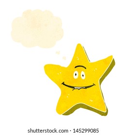 estrella de dibujos animados retro con cara