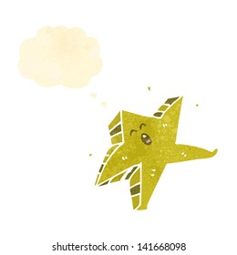 retro cartoon star with thought bubble