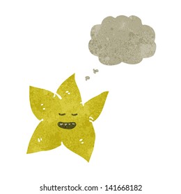 estrela de desenho animado retrô com bolha de pensamento