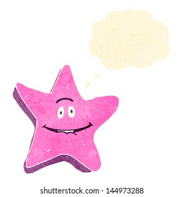 retro cartoon star with thought bubble