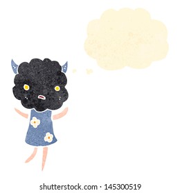 retro cartoon storm cloud creature