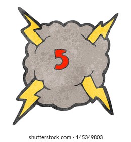 retro cartoon storm cloud with number five