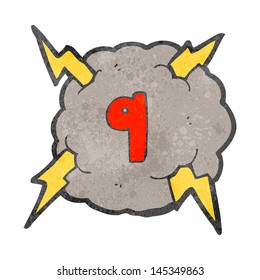 retro cartoon storm cloud with number nine