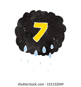 retro cartoon storm cloud with number seven