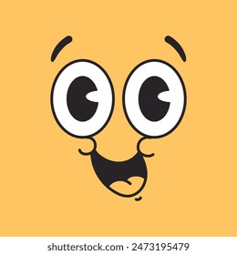 Retro cartoon style character face expression comic concept. Vector graphic design illustration element