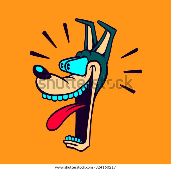 Retro Cartoon Style Dog Head Wideeyed Stock Vector Royalty Free