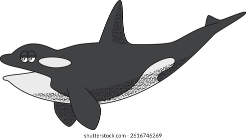 Retro and cartoon style orca character illustration