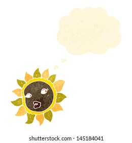 caricatura retro girasol con cara