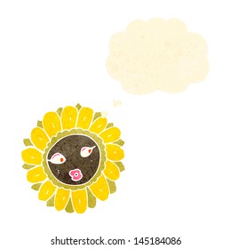 Retro-Cartoon-Sonnenblume mit Gesicht