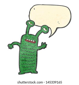 retro cartoon talking alien