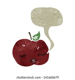 caricatura retro hablando manzana