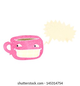 dibujo retro hablando taza de café