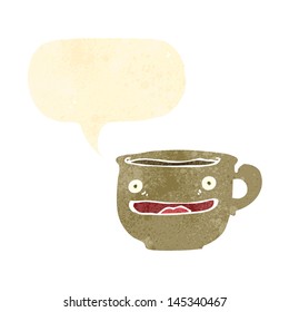 dibujo retro hablando taza de café