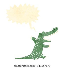 retro cartoon talking crocodile
