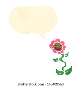 retro cartoon talking flower