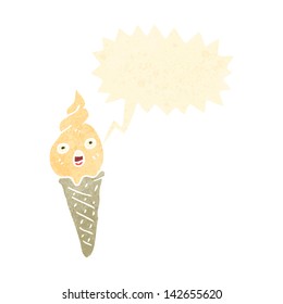 retro cartoon talking ice cream