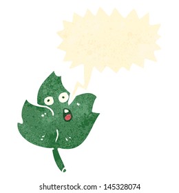 retro cartoon talking leaf