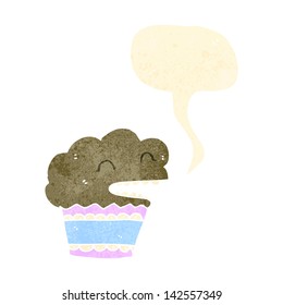 caricatura retro hablando muffin