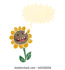 Retro-Cartoon mit Sonnenblume