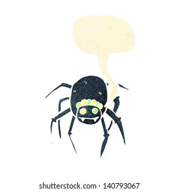 retro cartoon tarantula with speech bubble