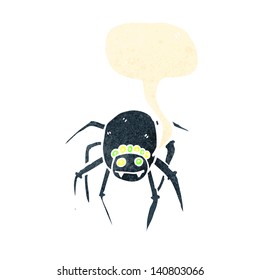 retro cartoon tarantula with speech bubble