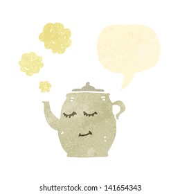 retro cartoon teapot with speech bubble
