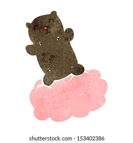 caricatura retro osito de peluche sobre la nube