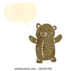 retro cartoon teddy bear with speech bubble