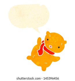 caricatura retro osito de peluche con burbuja de habla