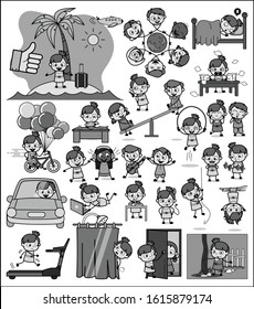 Retro Cartoon Teen Girls - Collection of Concepts Vector illustrations