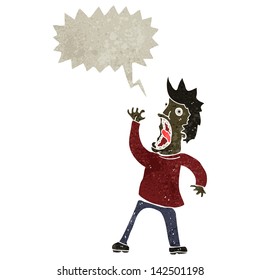 caricatura retro hombre aterrorizado