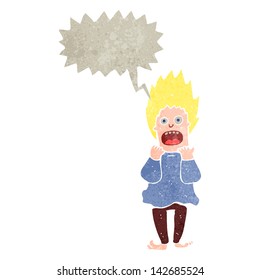 retro cartoon terrified man